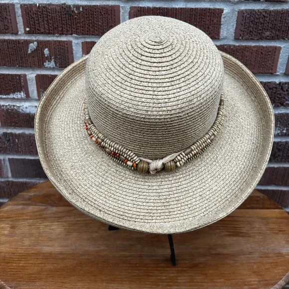 Ron Jon Surf Shop Hat Womens Wide Brim Woven Tan Floppy Festival Sun Beach OS - Picture 2 of 6